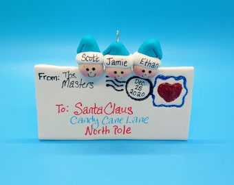 Letter to Santa, Polymer Clay, Christmas Ornament, Personalized Free