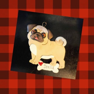 Pug Christmas Ornament - Personalized Free