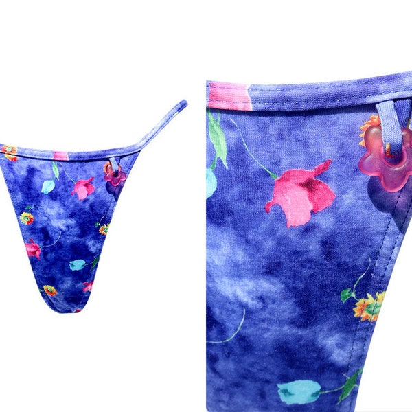 90s Vintage Thong Bikini Bottom with Charm