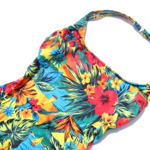 90s Vintage Tropical High Cut One Piece Bathing Suit with Tags Sz M image 4