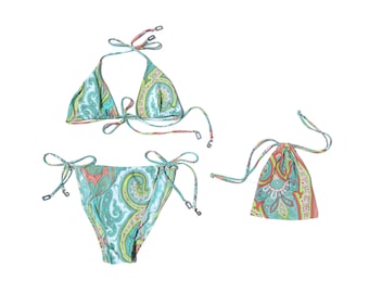 Y2K Vintage Paisley Dolce & Gabbana String Bikini Sz 38/XS