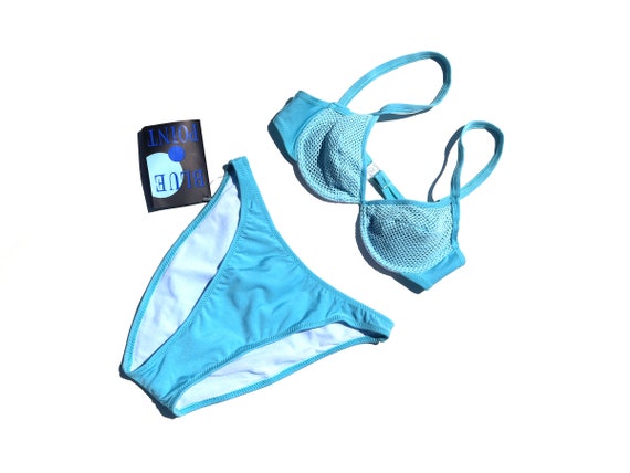 90s Deadstock Baby Blue Mesh Bikini Sz XS