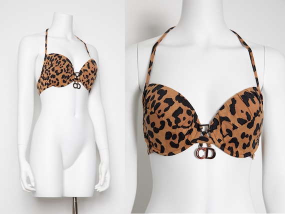 Vintage Dior Leopard Bikini Top