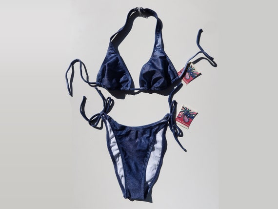 Vintage 90s Denim Print Bikini Sz M