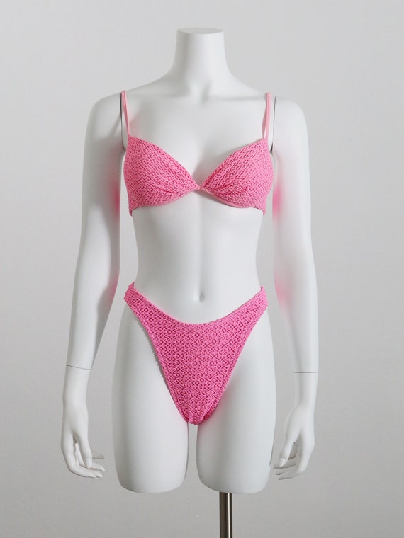 Vintage Pink Crochet Bikini Sz S