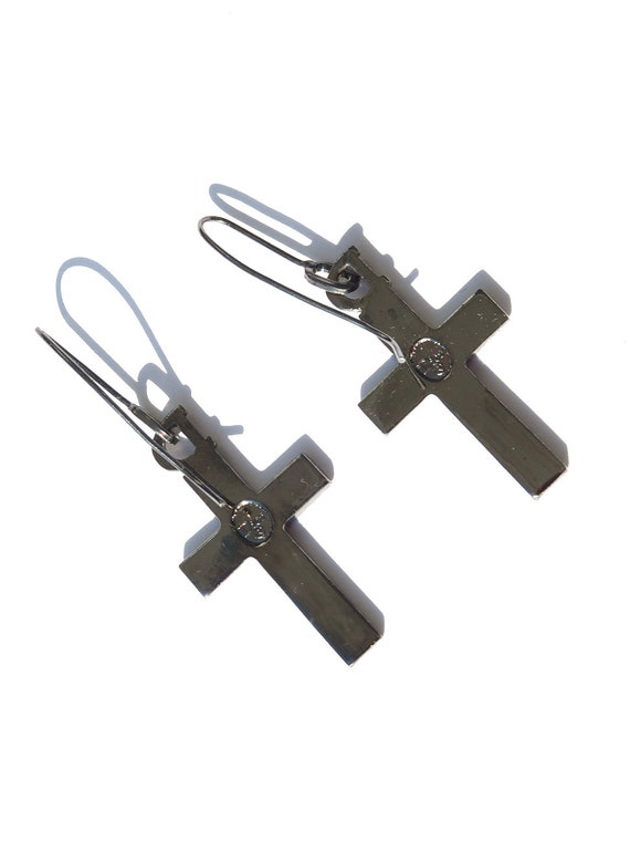 Y2K Vintage Dior Crystal Cross Earrings - image 2