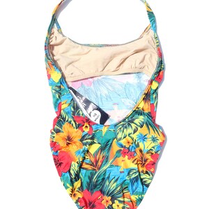 90s Vintage Tropical High Cut One Piece Bathing Suit with Tags Sz M image 5