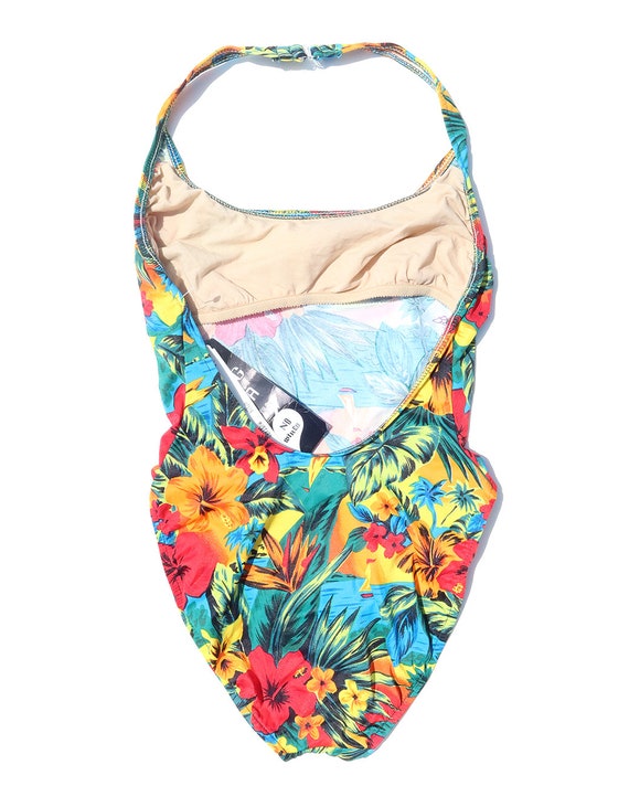 90s Vintage Tropical High Cut One Piece Bathing S… - image 5