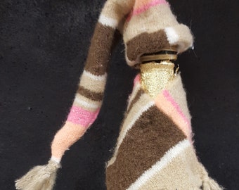 Pink/Brown/Multi Stocking Hat and Scarf Bottle Toppers