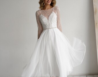 midi length wedding dresses