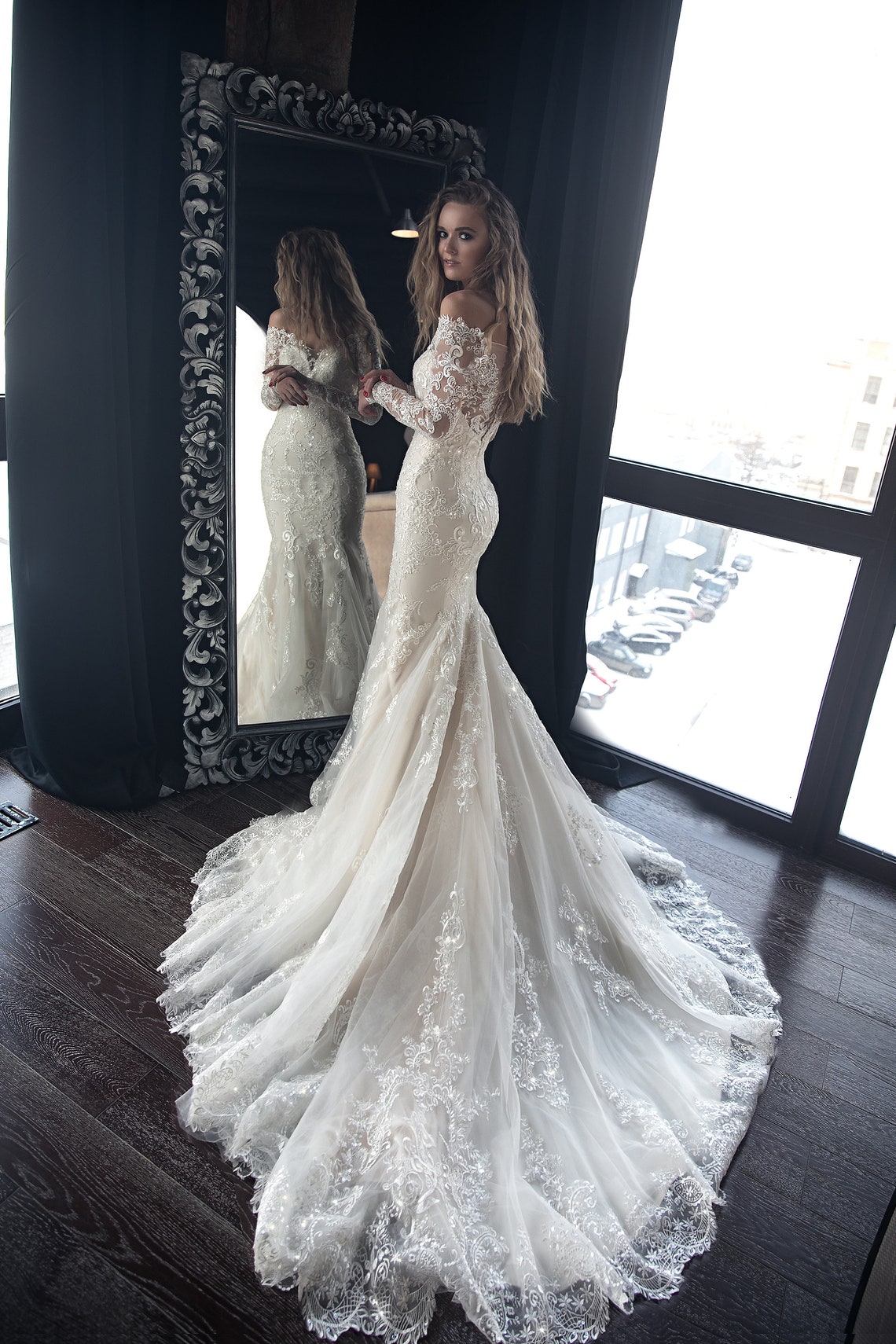 OB7962M Off the Shoulder Mermaid Wedding Dress Mermaid image 1