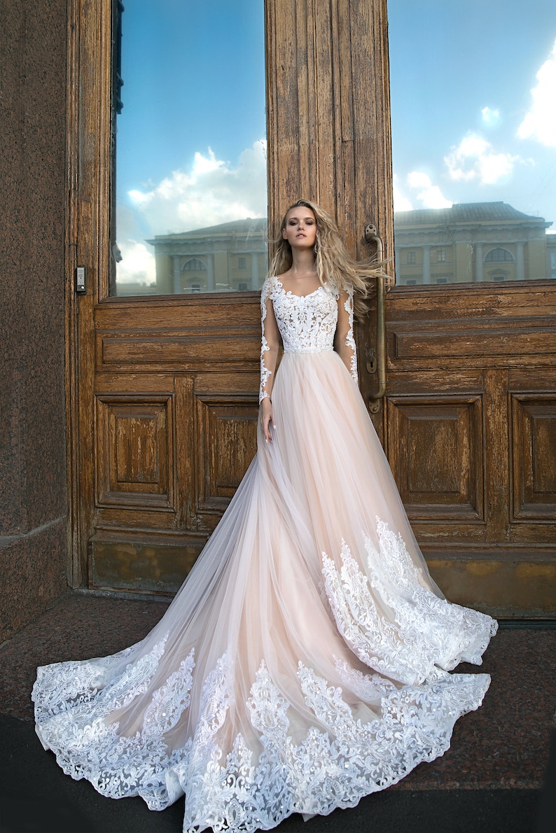 A Silhuette Wedding Dress Greyst By Olivia Bottega Long Etsy