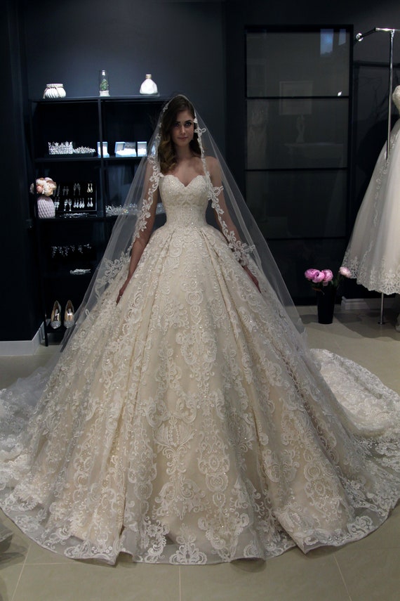 off the shoulder princess wedding dress