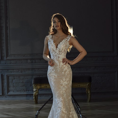Mermaid Wedding Dress Airis by Olivia Bottega With Glitter - Etsy