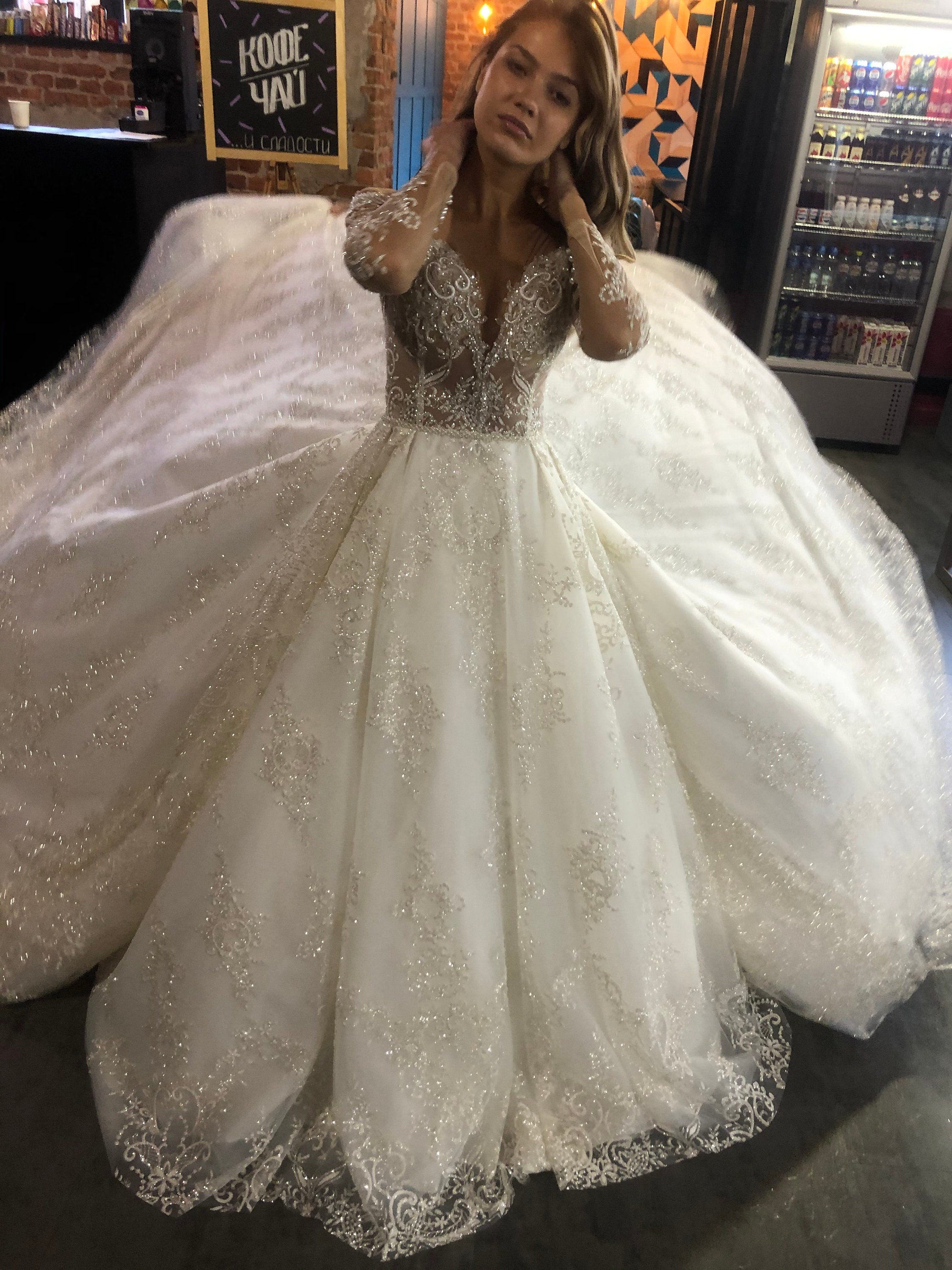 Batist by Olivia Bottega Full-skirt Glittered Wedding Dress - Etsy