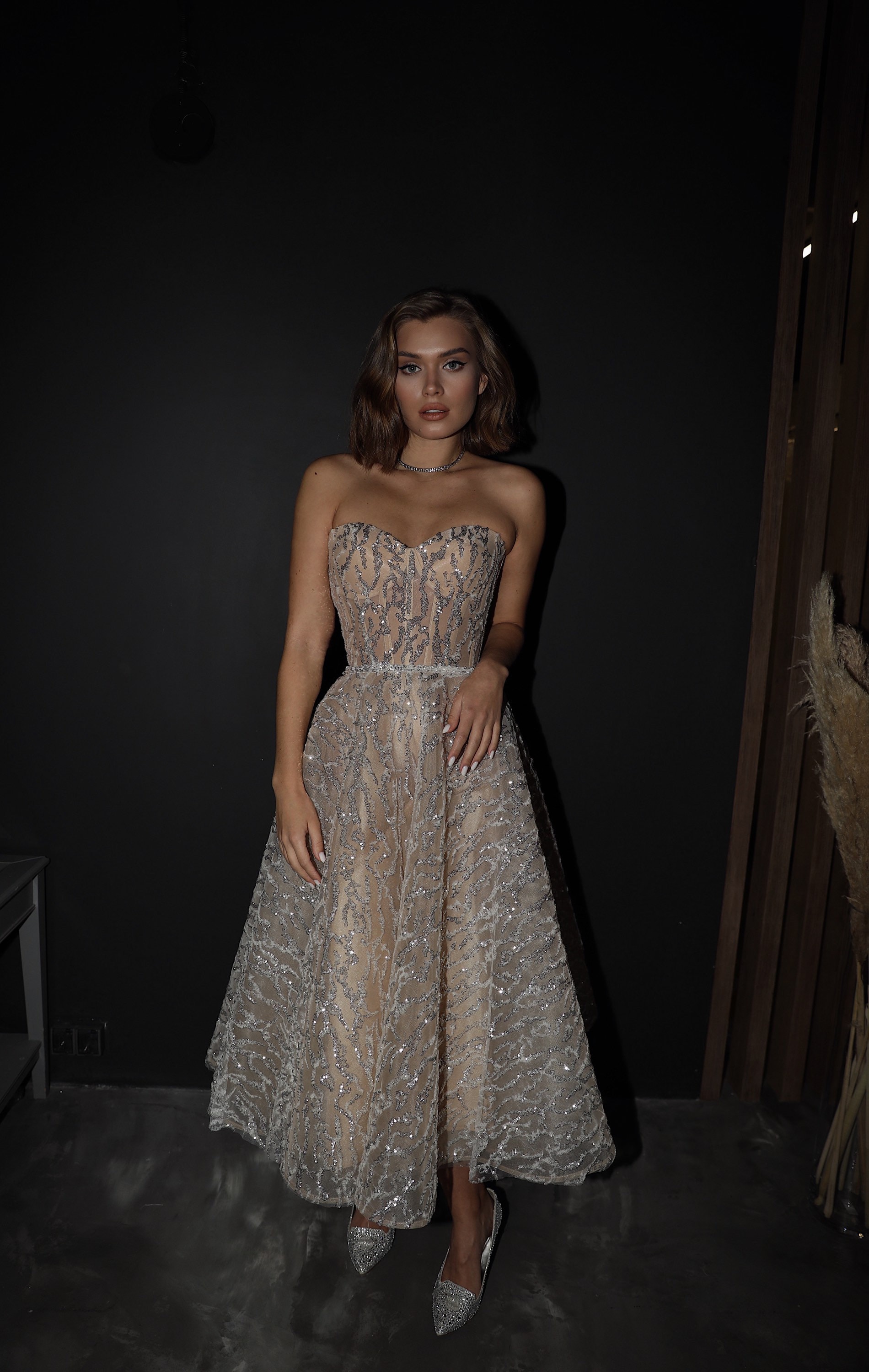 satin jacquard wrap dress