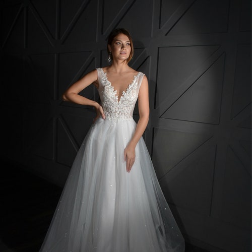 Enn by Olivia Bottega Lace Bodice A-line Wedding Dress - Etsy