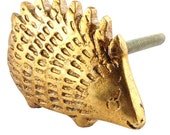 Hedgehog Knob, Decorative Interior Pull, Cabinet Drawer Handle, Dresser Knob, Decorative Hardware, Vintage hardware, Nursery hardware, Gold