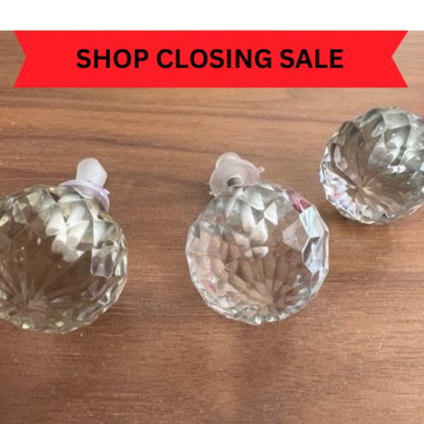 Clear Glass Cabinet Knob, Diamond Crystal Knob, Glass Transparent Dresser Knob, Drawer Knobs & Pulls, Vintage Antique Knobs, Glass knob