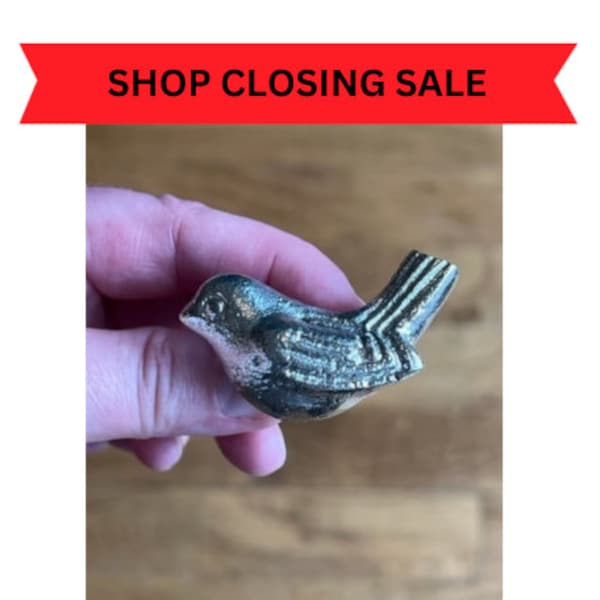 Silver Baby Bird Knob, Sparrow knob, Animal Nursery Hardware Pulls, screws in so no bolts to cut, woodland drawer pulls, nature drawer pulls