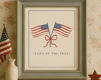 Estampado de la bandera estadounidense – Decoración patriótica para el 4 de julio (Descarga digital)