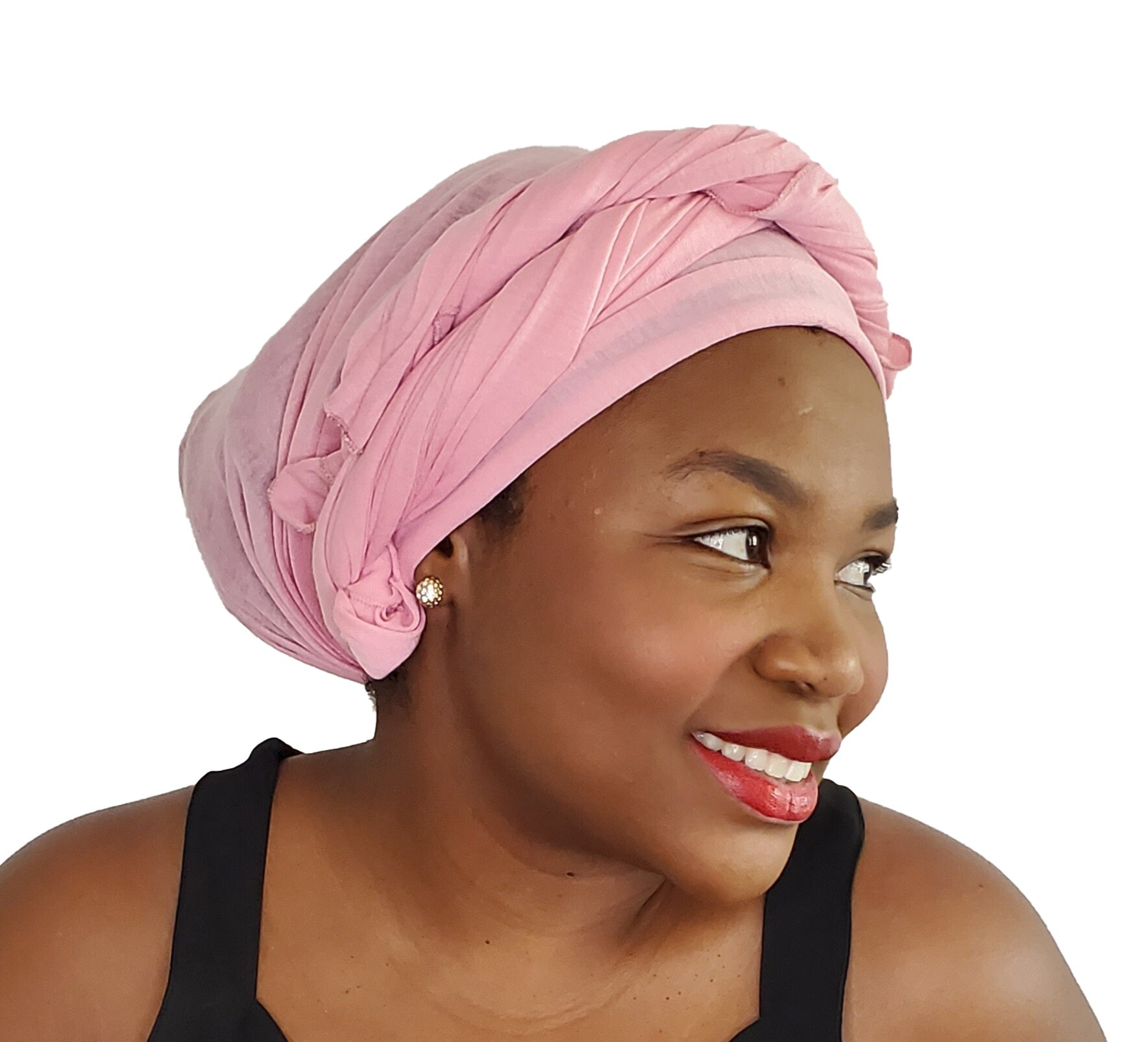Head Wrap Soft Stretch Jersey Scarf Long Hair Turban Tie Headband HeadWrap for Women in Solid Colors by Jamgal (Pink)