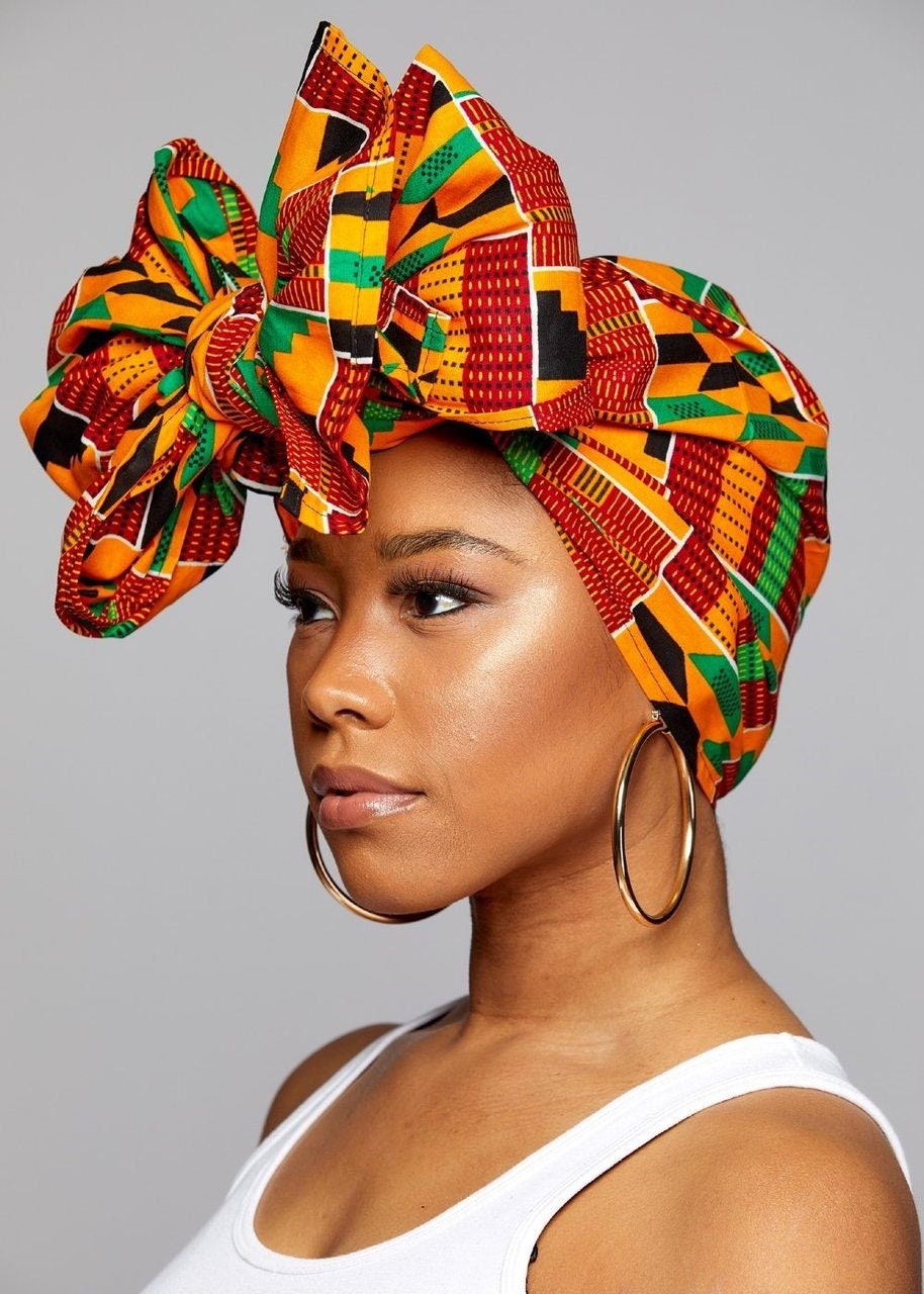 African Kente cloth Scarf  Head Tie Wrap traditional scarves dashiki 1size stole 