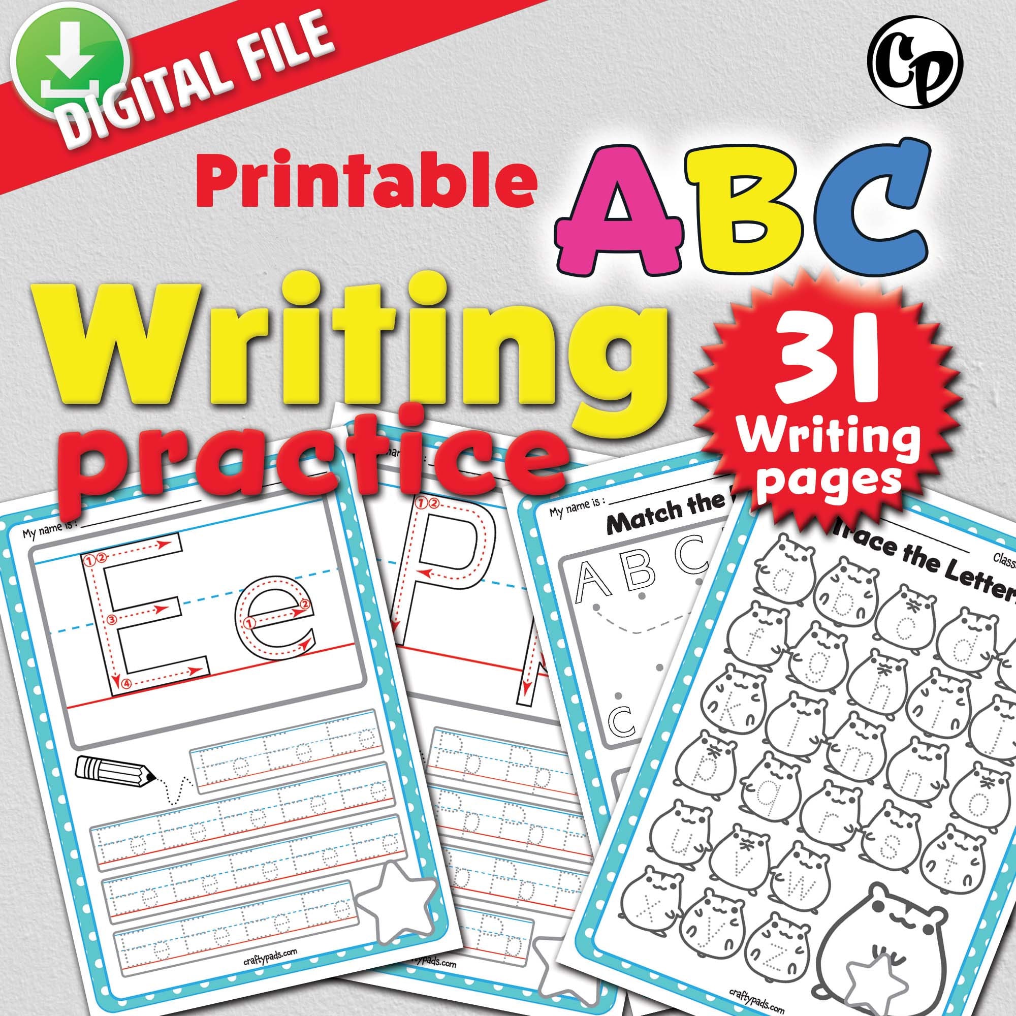 printable alphabet writing practice worksheets for the etsy