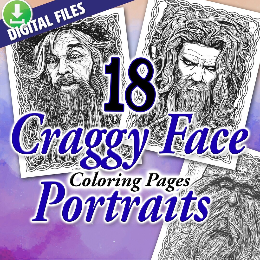 18 Craggy Face Portraits Coloring Pages. Etsy