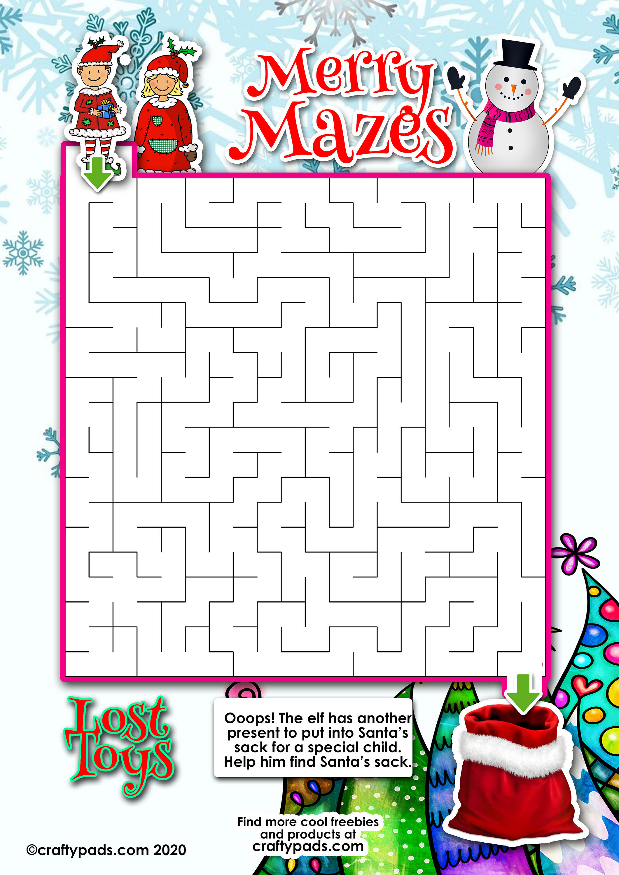 20 Christmas Printable Maze Activity Pages for kids santa | Etsy