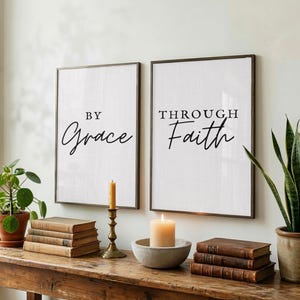 Durch Gnade durch Glauben druckbare Bundle Set | Epheser 2,8 | Christian Neutral Dekor | KJV Bibel Vers Druck | Schrift Wandkunst Download