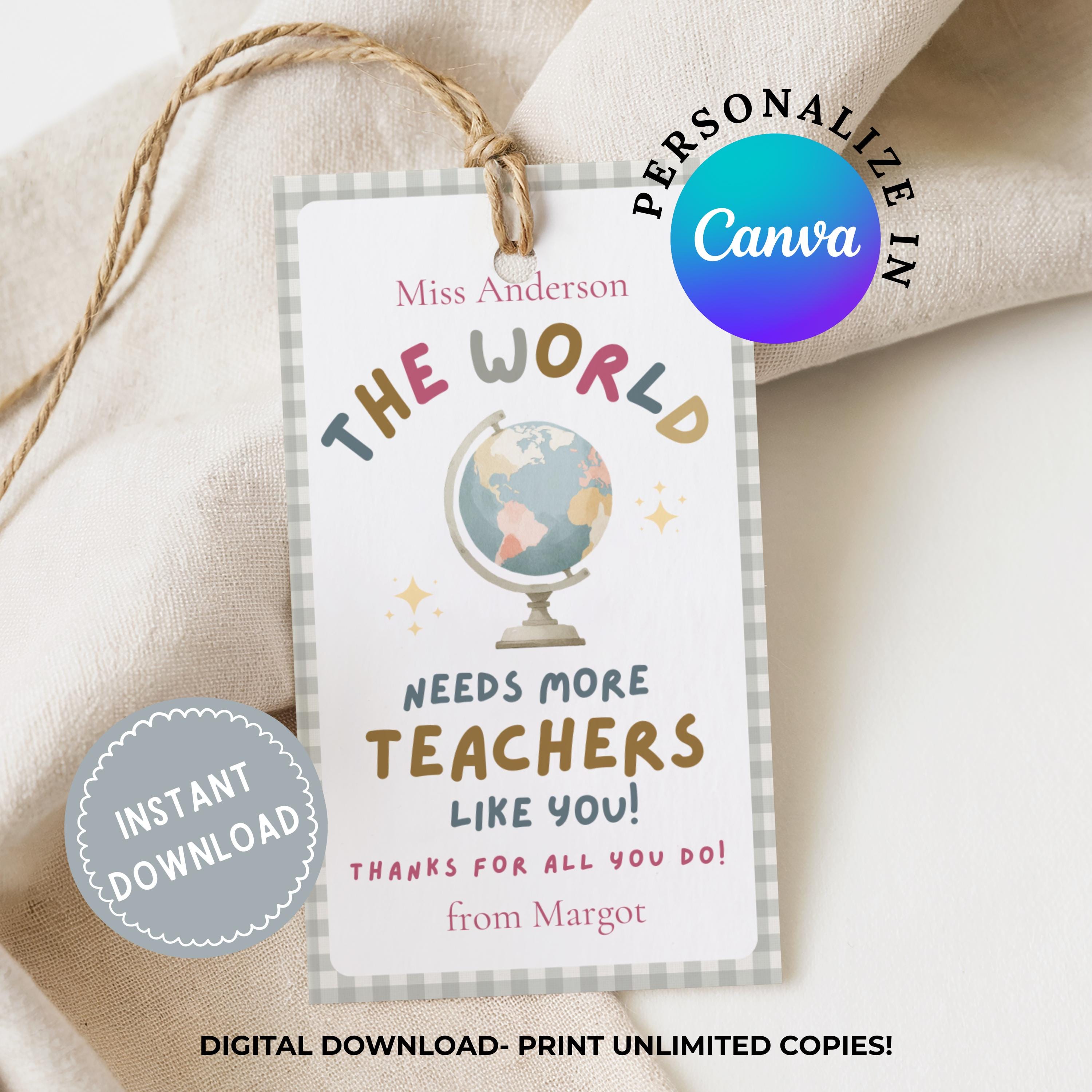 Editable Teacher Gift Tags Template | Printable Teacher Appreciation ...
