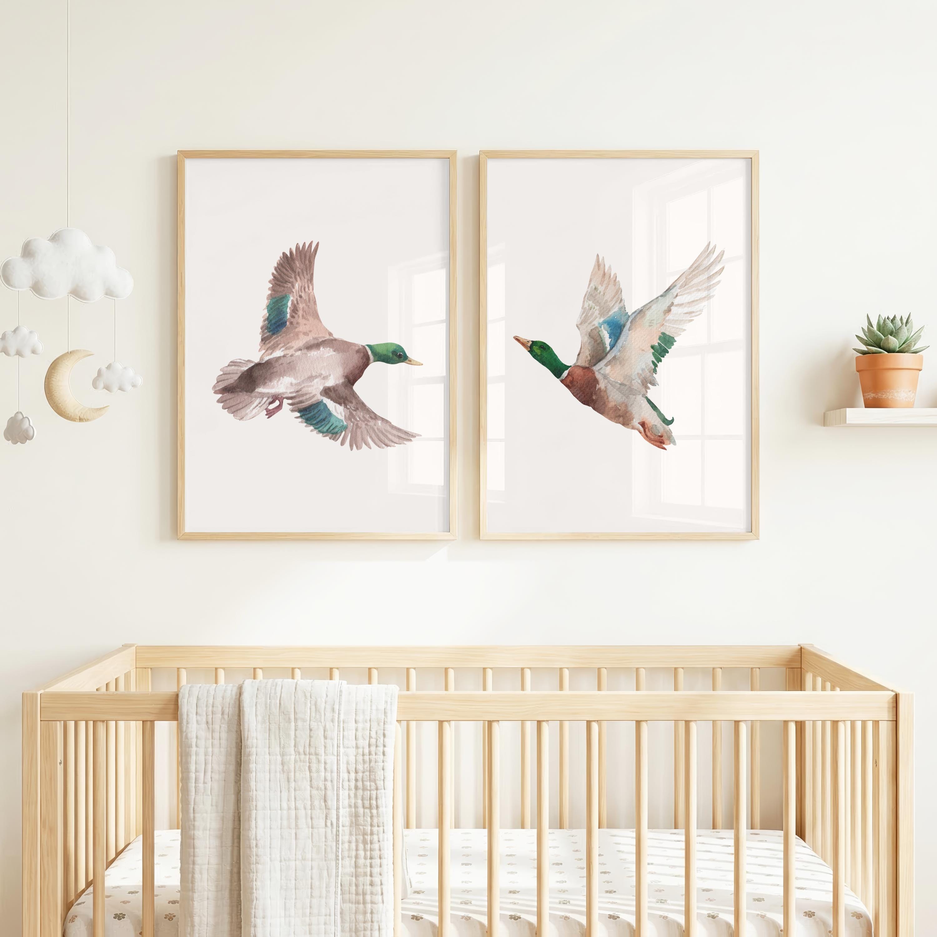 Custom Mallard Duck Prints, Set of 3 Hunting Nursery Wall Art, Duck ...