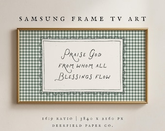 Cottagecore doxologie frame tv-kunst – groen pastel bijbelvers decor (digitale download) Prijs God van wie alle zegeningen vloeien tv-muurkunst
