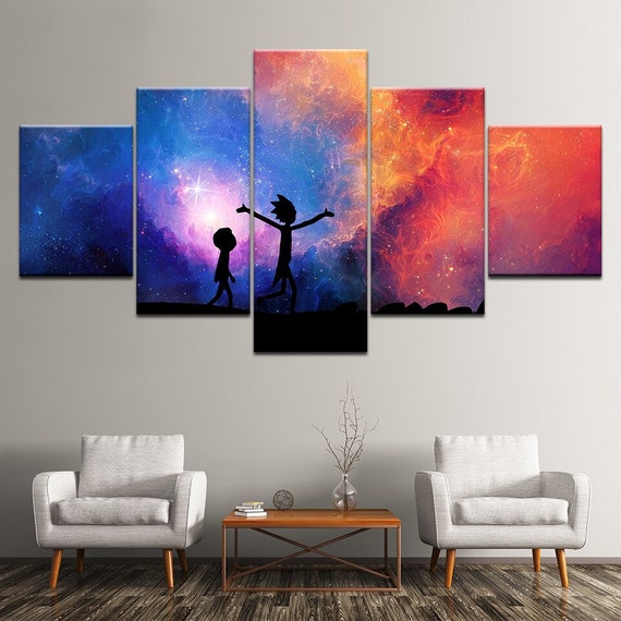 Rick and Morty 5 Piece Canvas Wall Art Rick Sanchez Morty Summer Smith Multiverse Anime Manga Canvas Home Decor Art Print Panel Wall Hanging