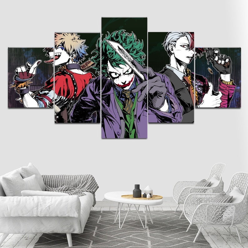 Mobel Wohnen Joker Arkham Asylum Batman Harley Quinn 5 Piece Dc Canvas Wall Art Print Poster Dekoration
