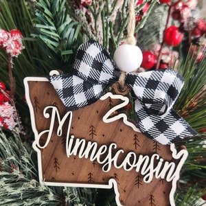 Minnesconsin Ornament | Home State Ornament | Christmas Ornament | Farmhouse State Ornament | 2025 Ornament