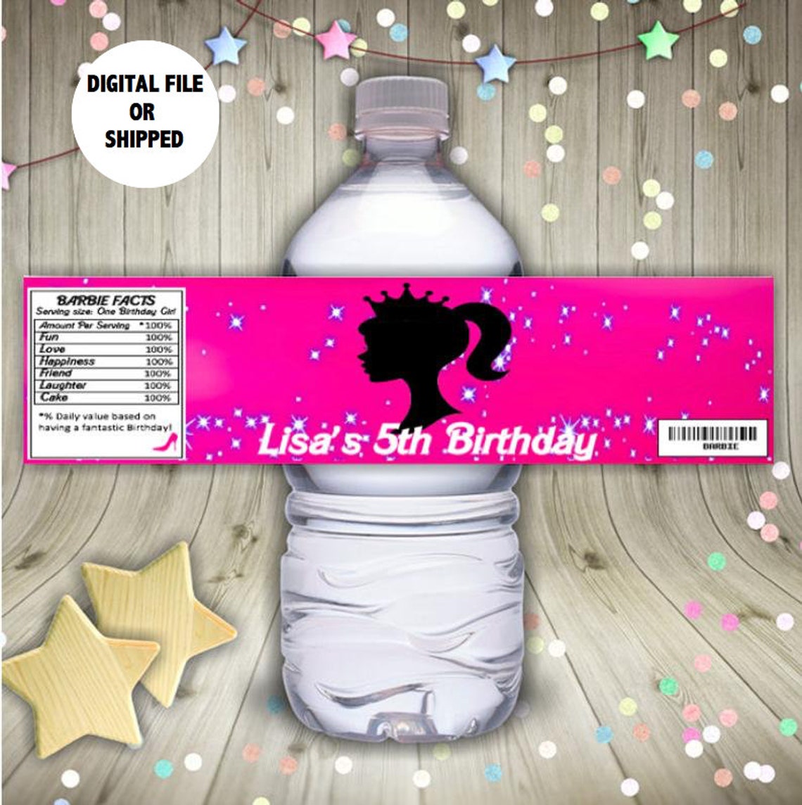Barbie Water Bottle Label Etsy
