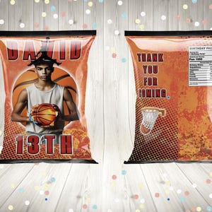 Basketball Chip Bag, Basketball Party, Basketball Birthday, Basketball Chips, Basketball favors