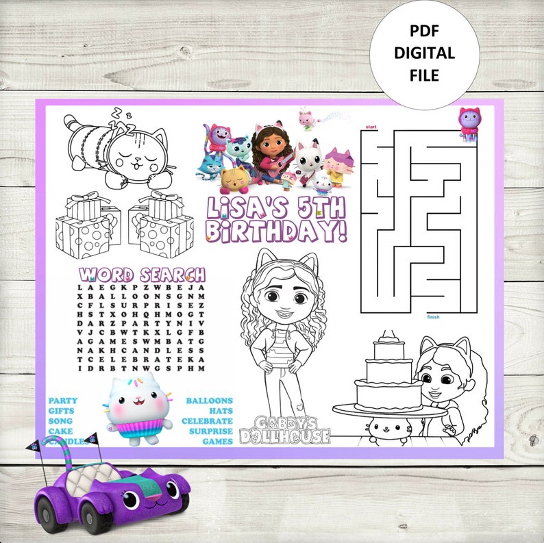 Gabby Dollhouse Activity Page Gabby Dollhouse Birthday Gabby Etsy