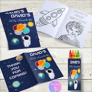 First Trip Around The Sun Coloring Books | Astronaut Invite | Printable 1st Birthday Invite | Space Birthday | Space Theme
