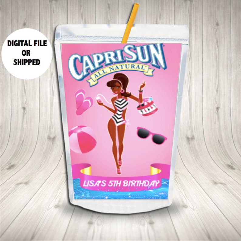 African American Barbie Pool party Capri sun labels | Etsy