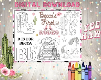 Platzdeckchen Cowgirl Geburtstag einladen Wild West Cowgirl 1st Rodeo Southwestern Ranch