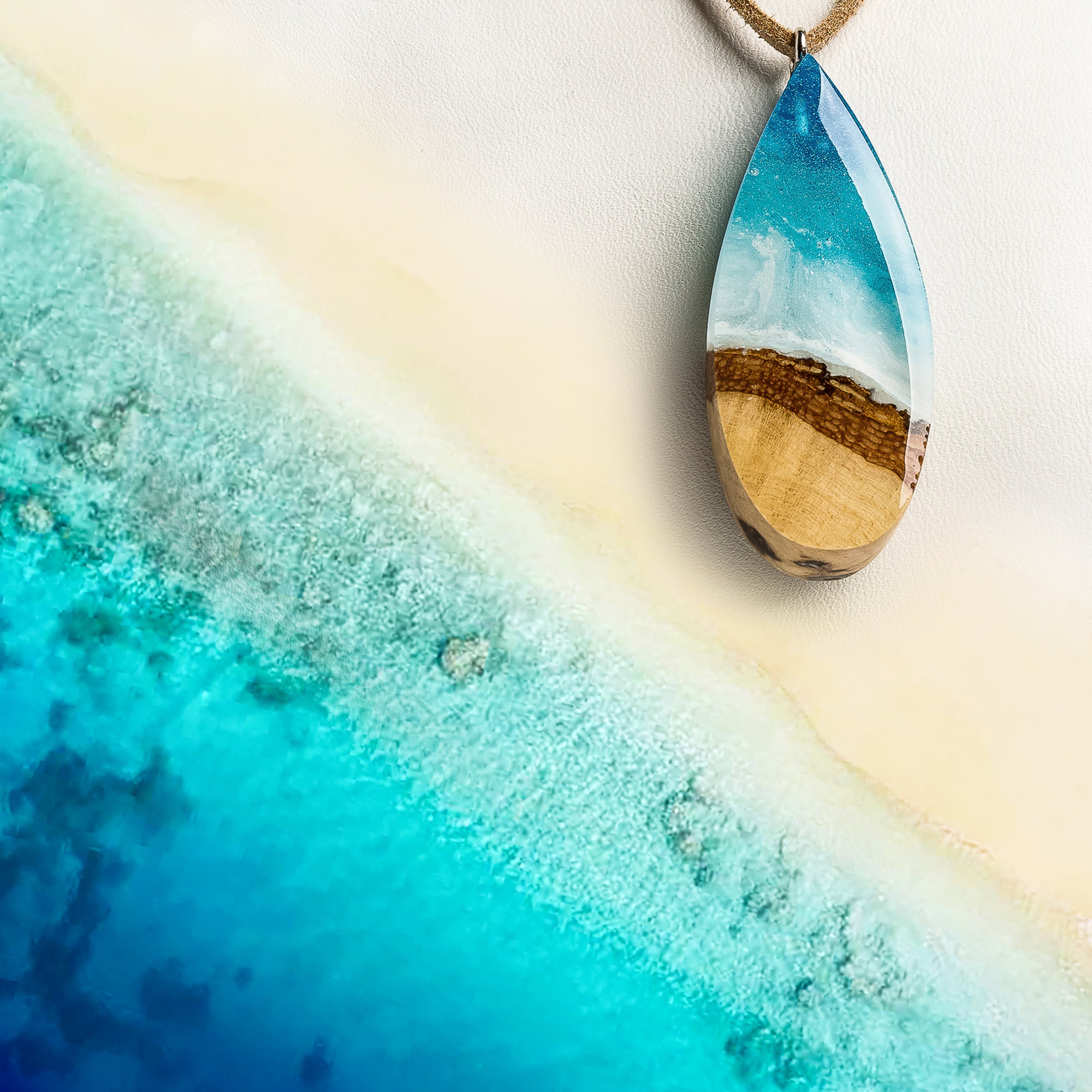 Beach Pendant, Bioluminescent Jewelry, Glow in Dark Ocean Necklace, O…