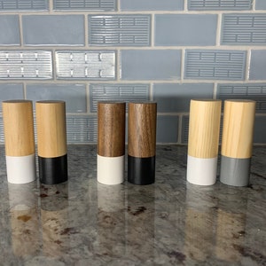 Wood Salt and Pepper Shakers - White and Black - Pine, Walnut