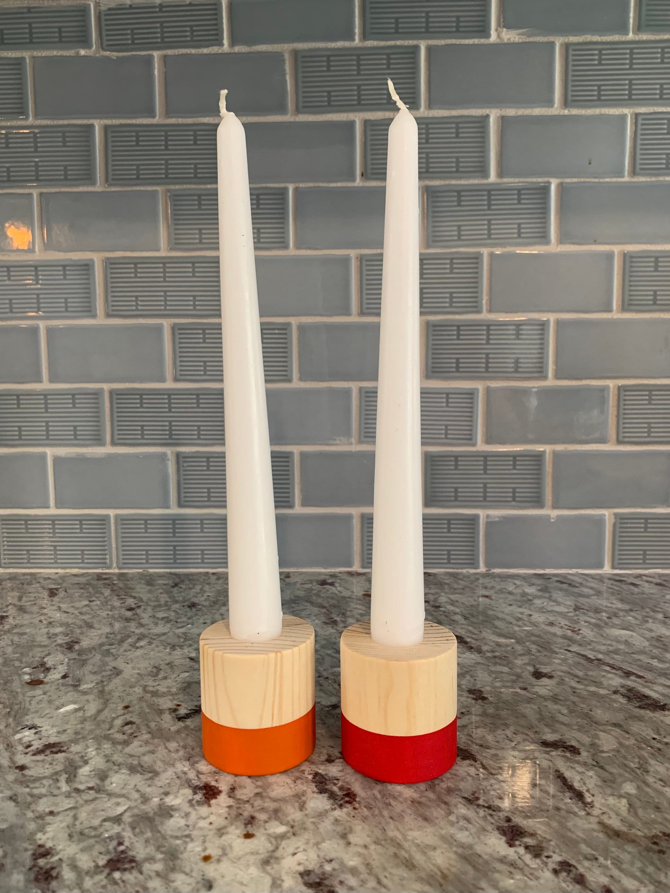 Wood Taper Candle Holder Colorful Minimalist Etsy 日本