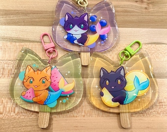 Fruity Feline! Kawaii Kitty Popsicle Large Keychains/Charms