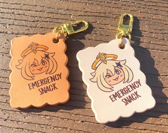 Paimon ‘Emergency Snack’ ”Cookie” Leather Charm/Keychain (Genshin Inspired)