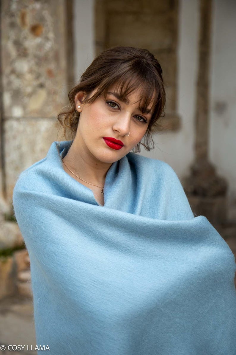 Alpaca Wedding Shawl (200x65cm) | 17 Colors Ice Blue