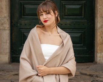 Wedding Shawl - Latte | Bridal Shawl | Bridesmaid Shawl | Bridal Wrap | Wedding Bolero | Bridal Cape | Winter Wedding Shawl | Bridal Shrug